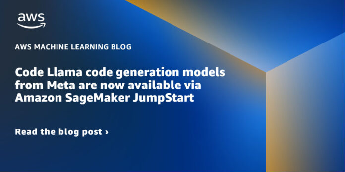 Code Llama code generation models from Meta are now available via Amazon SageMaker JumpStart